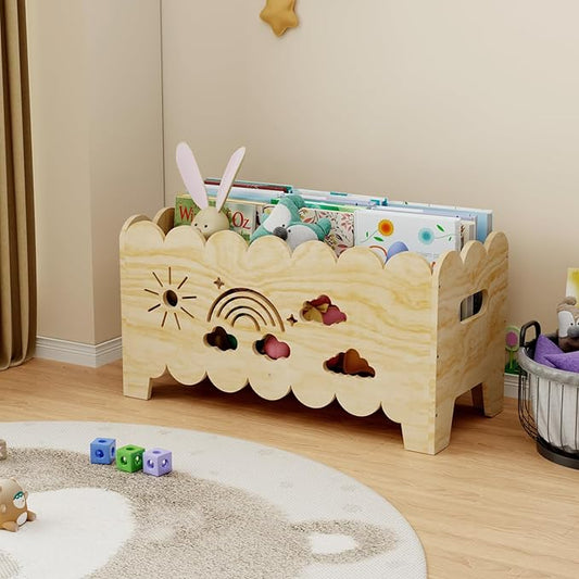 Wood Kids Bookshelf, Montessori Bookshelf, Suitable Kids Rooms, Nursery & Classroom, Kids Bookshelf and Toy Storage, Toddler Book Rack, Nursery Book Shelves, Kids Bookcase