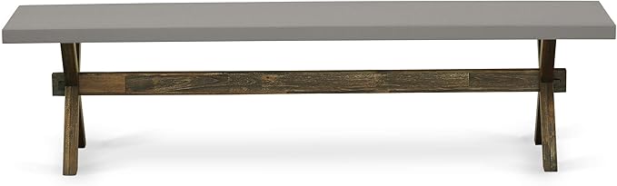East West Furniture X797FL716-6 6 Piece Dining Table Set Contains a Rectangle Kitchen Table with X-Legs and 4 Dark Khaki Linen Fabric Parson Chairs with a Bench, 40x72 Inch, Multi-Color
