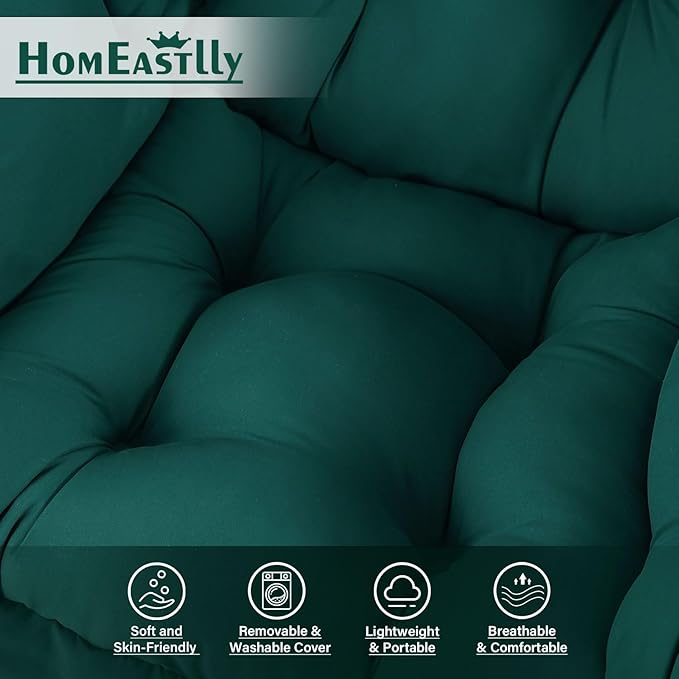 Lazy Chair with Pillow for Living Room, Modern Lounge Accent Chair with Armrests and a Throw Pillow, Leisure Sofa Chair Set, Reading Chair for Bedroom, Dorm Room, Office, Dark Green