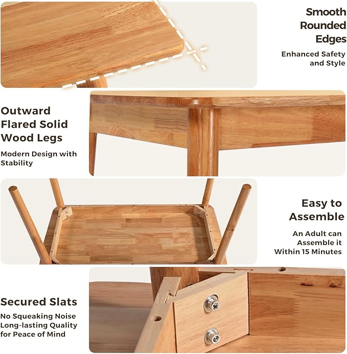 DELAVIN 29.5" Solid Wood Dining Table, Modern Small Dining Table, Square Farmhouse Kitchen Table, Cafe Table for Living Room Dining Room, Easy Assembly, Cherry