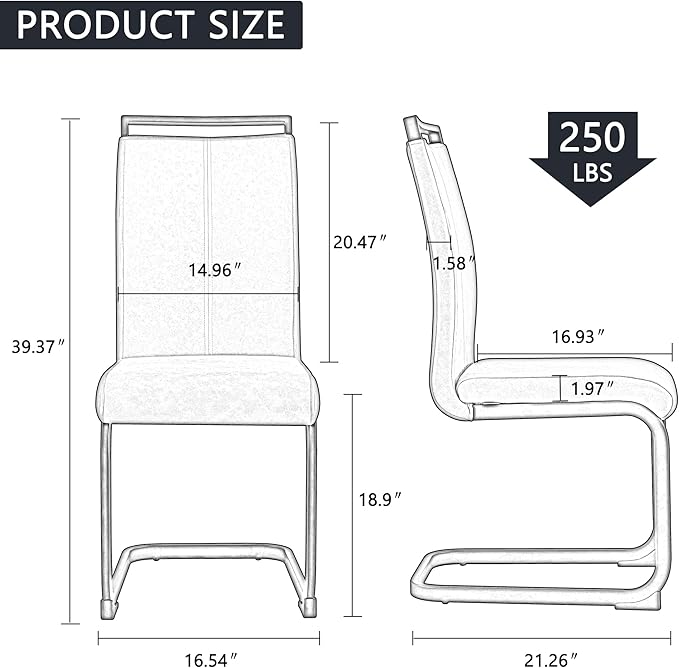 Dining Chairs Set, Kitchen Modern Metal Chairs with Faux Leather Padded Seat High Back and Sturdy Chrome Legs, Chairs for Dining Room (White, Set of 8)