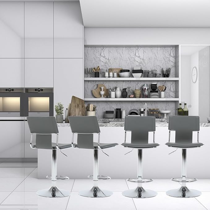 Sidanli Grey Bar Height Chairs, Swivel Barstools with High Backrest, Bar Stools Set of 2 for Kitchen Counter, Coffee Bar, Breakfast Countertop