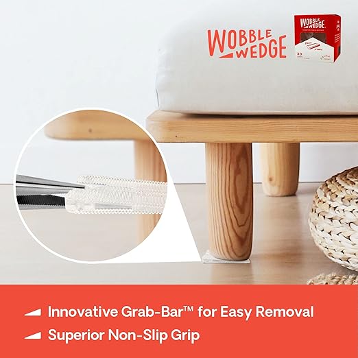 WOBBLE WEDGES Flexible Plastic Shims - Leveling Shims for Home Improvement, Furniture Levelers, Table, and Toilet for Leveling - Made in USA Plastic Wedges Shim for Appliances (Clear, 30-Pack)