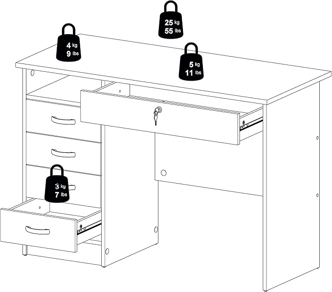 Tvilum Desk with 5 Drawers, White