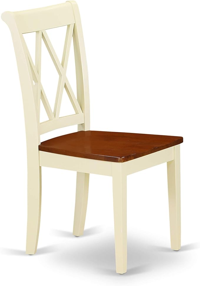 East West Furniture DLCL3-BMK-W 3 Piece Dinette Set for Small Spaces Contains a Round Dining Table with Dropleaf and 2 Dining Chairs, 42x42 Inch, Buttermilk & Cherry