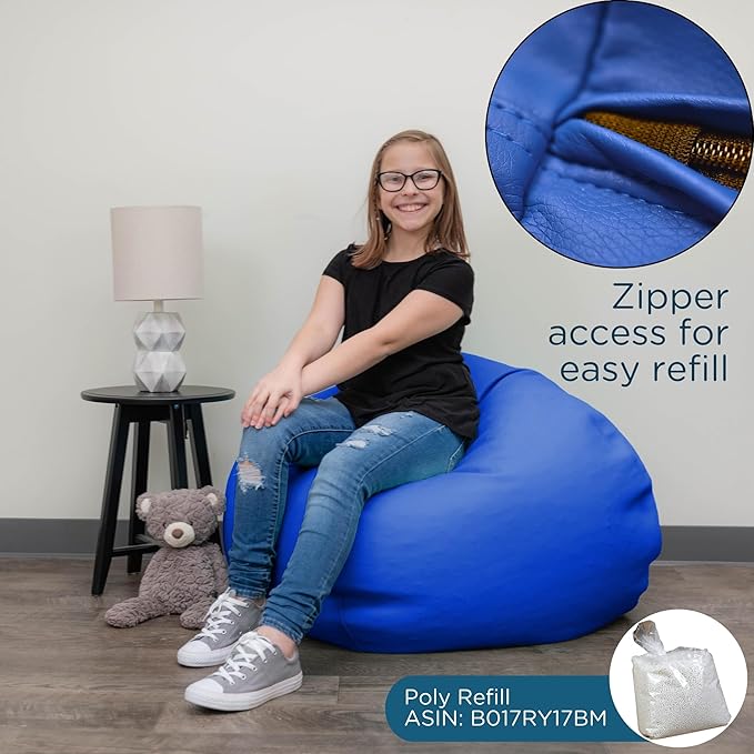 Children's Factory 35" Kids Bean Bag Chairs, Flexible Seating Classroom Furniture, Beanbag Ideal for Boy/Girl Toddler Daycare or Playroom, Blue (CF610-005)
