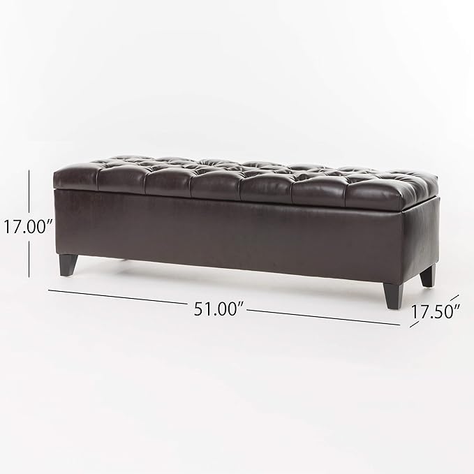 Christopher Knight Home Ottilie Leather Storage Ottoman, Brown