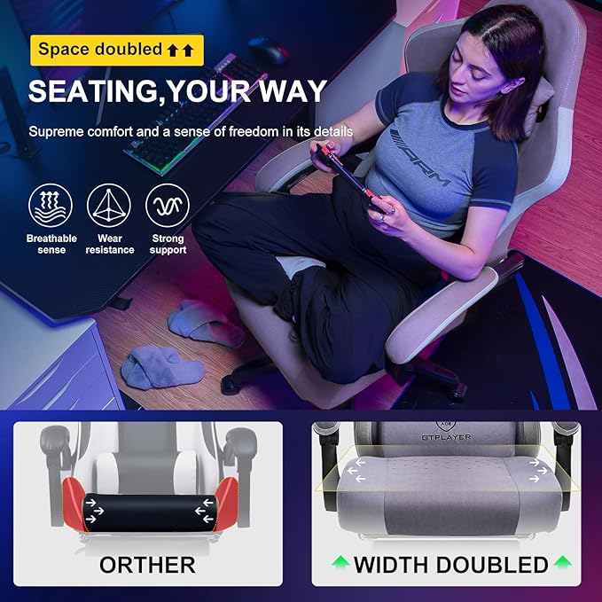 GTPLAYER Gaming Chair, Computer Office Chair with Pocket Spring Cushion, Linkage Armrests and Footrest, High Back Ergonomic Computer Chair with Lumbar Support Task Chair with Footrest