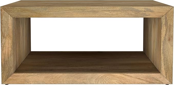 Coaster Home Furnishings - Benton - Mango Wood - Square Coffee Table with Low Profile and Open Shelf - Rustic - Living Room - 39-Inch - Natural - 706838