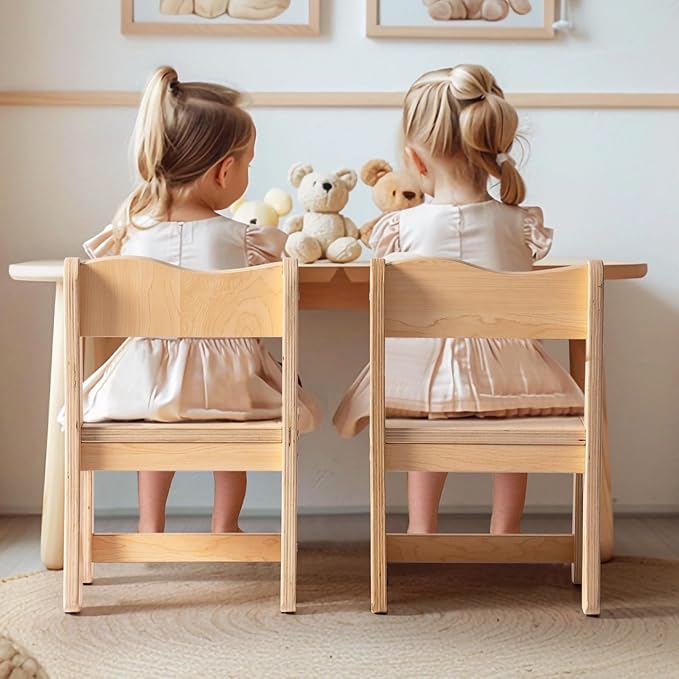 ROBOTIME Kids Wooden Chairs, 2-PCS Toddler Chairs for Table for Playroom, Children's Wooden Playroom Furniture, Kids Furniture for Eating, Reading, Playing