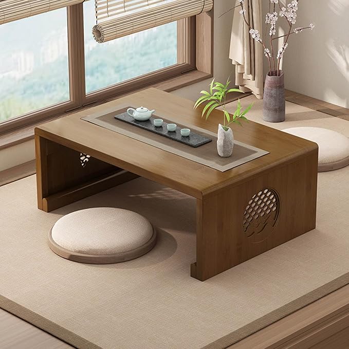 Japanese Table Folding Coffee Table Foldable Floor Table for Living Room,Dining Room,Tea,Tatami,Home Decoration (47.24 * 19.68 * 12.2 INCH)