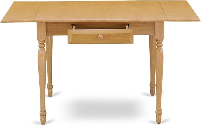 East West Furniture MZNO5-OAK-W 5 Piece Dining Room Table Set Includes a Rectangle Dining Table with Dropleaf and 4 Wood Seat Chairs, 36x54 Inch, Oak