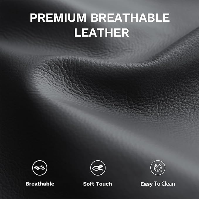 COLAMY Pushback Electric Recliner Chair, Premium Leather Upholstery with Adjustable Angles, Extra Lumbar Pillow, Built-in Charging Port, Electric Recliner Sofa Chair for Living Room,Black