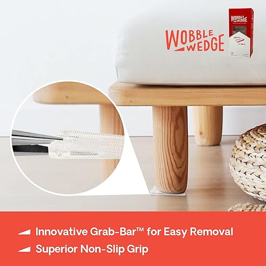 WOBBLE WEDGES Flexible Plastic Shims - Leveling Shims for Home Improvement, Furniture Levelers, Table, and Toilet for Leveling - Made in USA Plastic Wedges Shim for Appliances (Clear, 75-Pack)