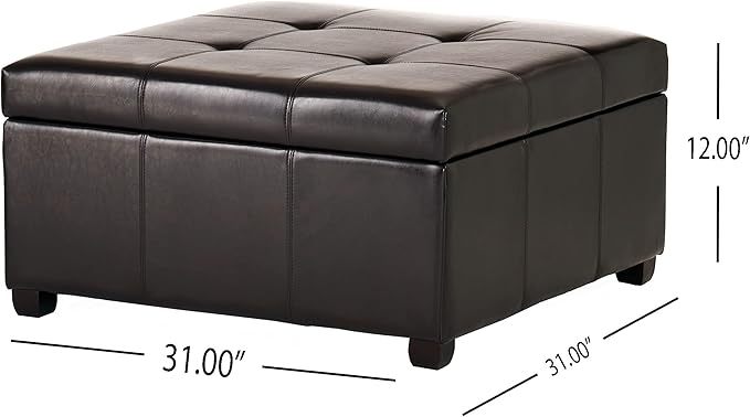 Christopher Knight Home Carlsbad Bonded Leather Storage Ottoman, Espresso