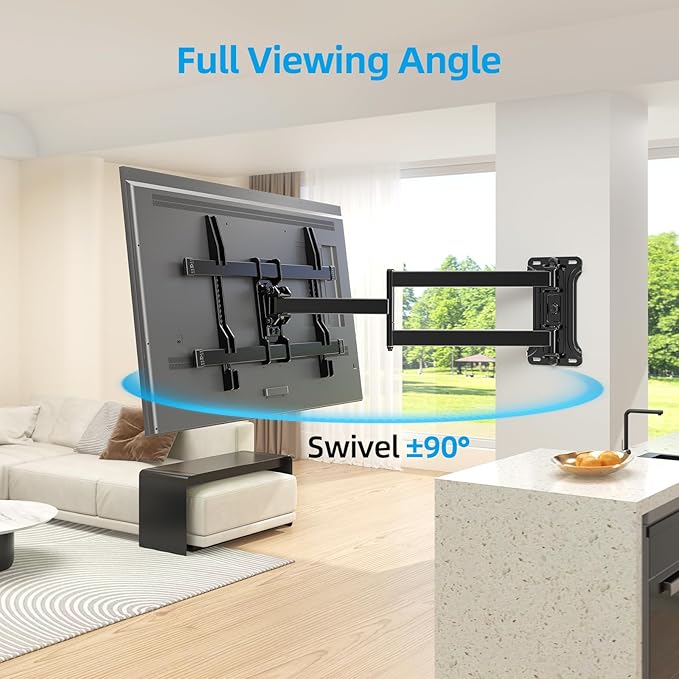 Pre-Assembled Corner TV Wall Mount for 32-80" TVs, Full Motion with Smooth Gliding Extension, 30" Long Arm, Single Stud Installation Holds 100lbs, Max VESA 600x400mm