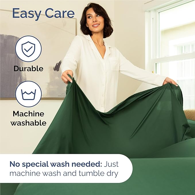 Twin XL Size 3 Piece Sheet Set - Comfy Breathable & Cooling Bed Sheets Set - Hotel Luxury Bedding for Women, Men, Kids, Teens, Boys & Girls - Deep Pockets and Wrinkle Free - Oeko-Tex - Emerald Green