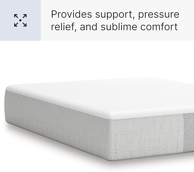 Signature Design by Ashley King Size Cool Max 12 Inch Medium Plush Cooling Gel Infused Memory Foam Mattress for Pressure Relief, Fiberglass Free, Mattress in A Box