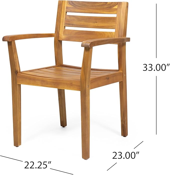 Merax Acacia Wood Dining Chairs Set of 2,Stamford Outdoor Acacia Wood Dining Chairs for Kitchen, Living Room,Outdoor,Teak