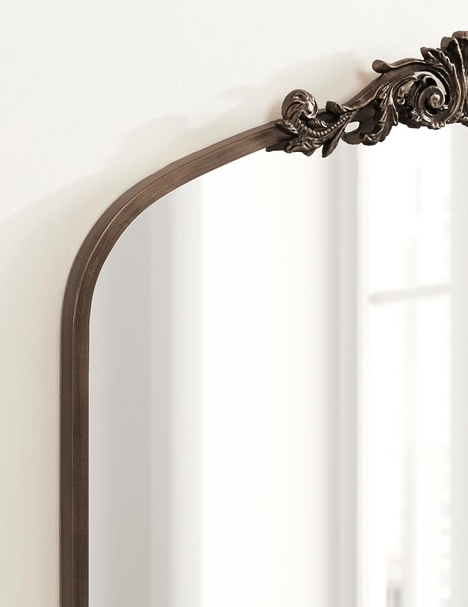 Kate and Laurel Arendahl Ornate Traditional Square Arched Mirror; 28 x 30; Bronze; Decorative Baroque Style Vintage Arch Mirror with Wide Frame and Ornamental Crown