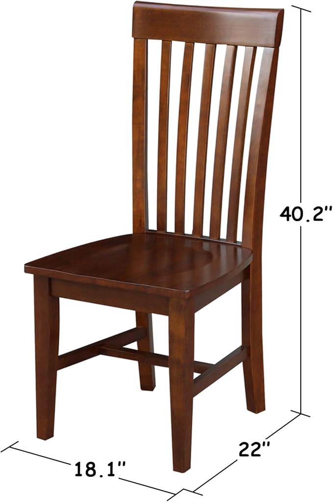 IC International Concepts, Set of Two Tall Mission Dining Chairs, Espresso, 225lbs wt capacity, Solid Real Wood, Sturdy Parawood, Espresso