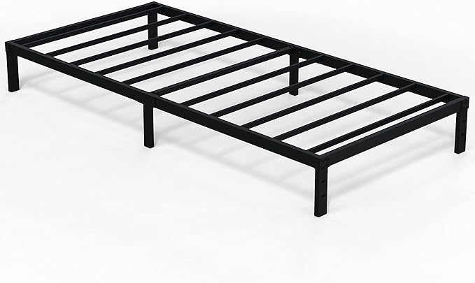 EMODA 10 Inch Twin XL Bed Frames No Box Spring Needed, Heavy Duty XL Twin Metal Platform Bed Frame, Noise Free, Easy Assembly, Black