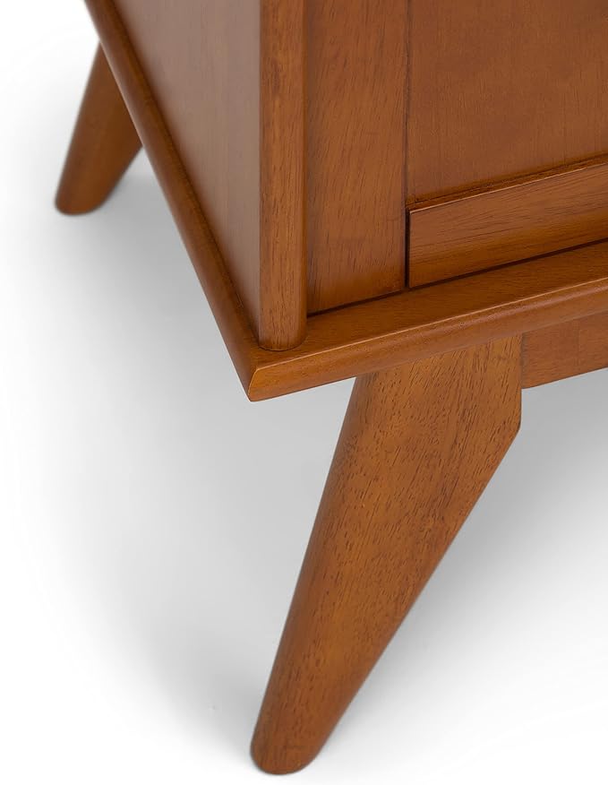 SIMPLIHOME Draper SOLID HARDWOOD 60 Inch Wide Mid Century Modern TV Media Stand in Teak Brown For TVs up to 65 Inches, For the Living Room and Entertainment Center