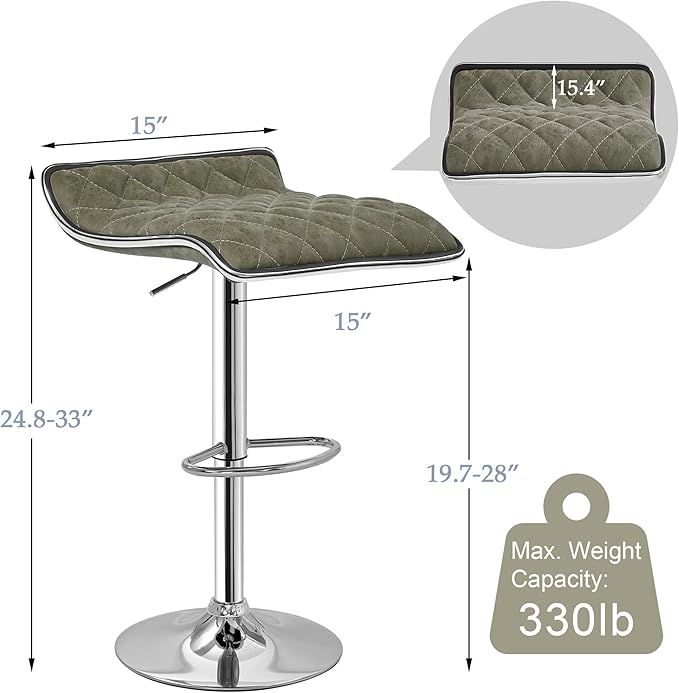 VECELO Bar Stools Set of 4, Adjustable Bar Stools, Bar Height Stools for Kitchen Counter