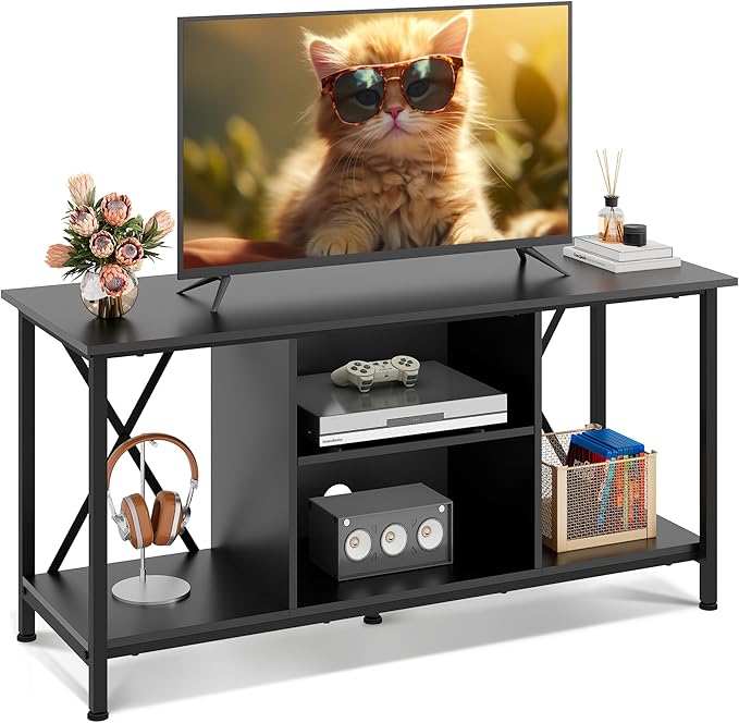 WLIVE TV Stand up to 45 Inch TV, 41" Entertainment Center with Open Storage Shelf for Living Room, Black