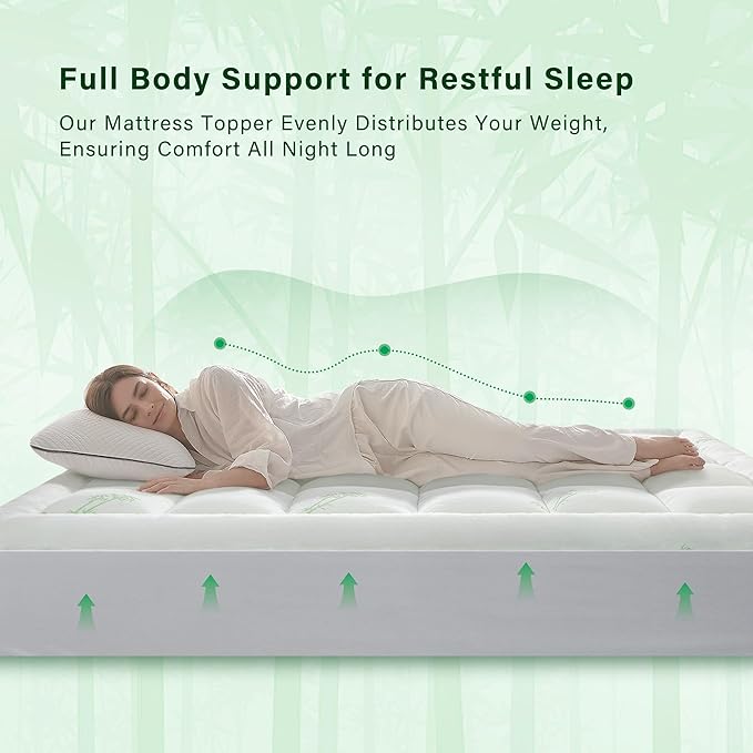 Anluoer Memory Foam Mattress Topper Twin for Back Pain, Rayon Derived from Bamboo Pillow Top Mattress Topper for Hot Sleepers,Cooling Mattress Pad with 8-21" Deep Pocket, 39x75 Inches, White