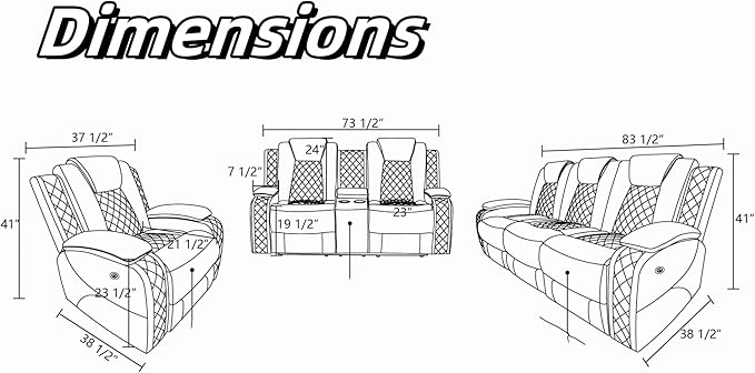 Leather Recliner Sofa Couch, 3-Seater Home Theater Seating Reclining Sofa, Power Reclining Couch with Cup Holders & Drop Down Table for Living Room Furniture Sets, Red