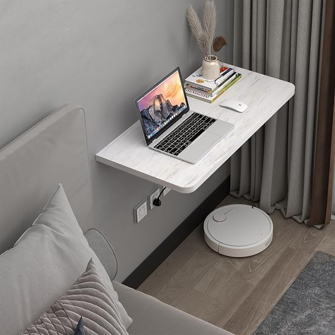 Pmnianhua Wall Mounted Desk,31'' Wall Mounted Drop Leaf Table,Drop Down Table,Folding Table,Fold Down Wall Desk,Floating Desk for Wall Laundry Room Bar Home Office Small Space(White)