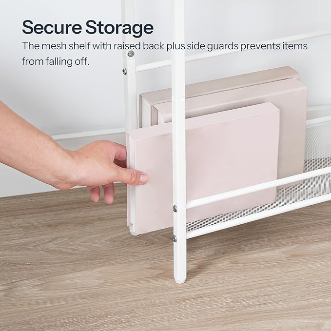HOOBRO Small Narrow Side Table with Charging Station, Skinny End Table for Small Spaces, Slim Nightstand with USB Ports Outlet, Sofa Beside Table with Storage Shelf, White WT102UBZ01