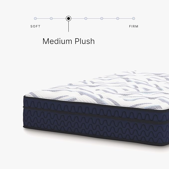 Signature Design by Ashley Twin Size Stack 12 Inch Hybrid Medium Plush Cooling Gel Infused Memory Foam Mattress for Pressure Relief, Fiberglass Free, Mattress in A Box