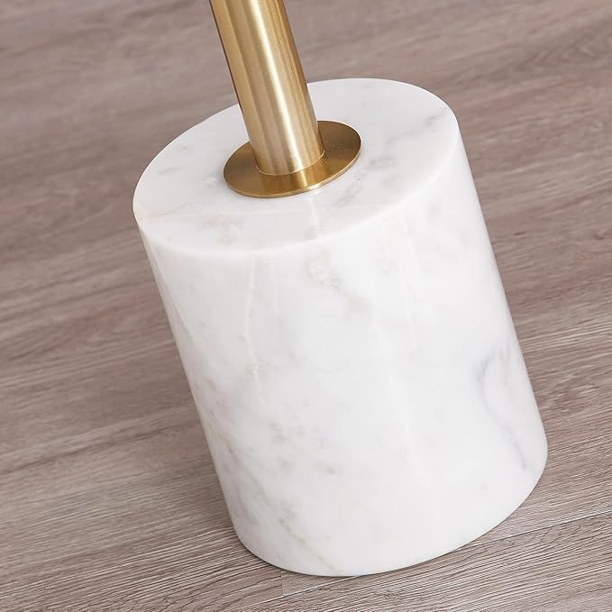 LIKENOW Furniture Acrylic Side Table,Clear Small Round End Table for Living Room,Bedroom,Office | Modern Nightstand with Marble Base,Gold Post,Clear Top for Drink,Food,Snack,Assembly(White)