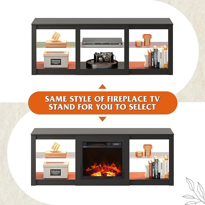 WLIVE LED TV Stand for 65 Inch TV, Modern Entertainment Center with Adjustable Glass Shelves & Customizable LED Lights, Sturdy Media Console for Living Room, Bedroom,Gaming (Black)