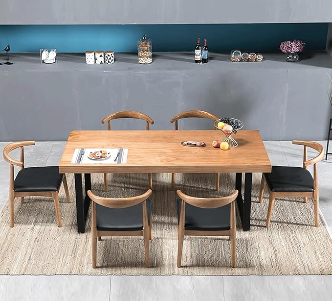 Solid Wood Dining Table Modern Minimalist Durable Stylish for Office and Home Flexible Use as Dining Table or Office Desk Perfect for Kitchen Dining Room Living Room(55*27.5*29.5)