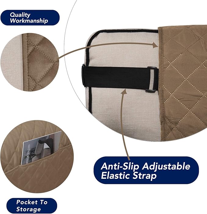 PureFit Reversible Sofa Cover Water Resistant Chair Couch Cover, Machine Washable Furniture Cover with Non-Slip Foam and Adjustable Strap for Dogs, Pets (Chair, Camel/Ivory)