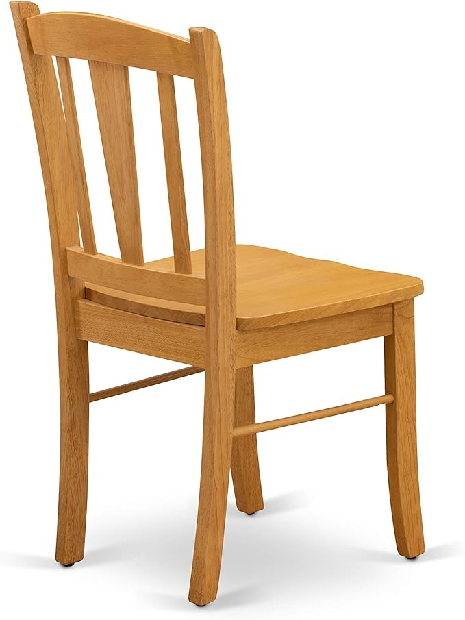 East West Furniture ESDL3-OAK-W 3 Piece Kitchen Table Set for Small Spaces Contains a Round Dining Room Table with Pedestal and 2 Solid Wood Seat Chairs, 30x30 Inch, Oak