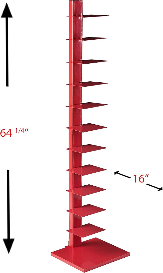 SEI Furniture Stewartby Spine Tower Shelf - Valiant Poppy, Red