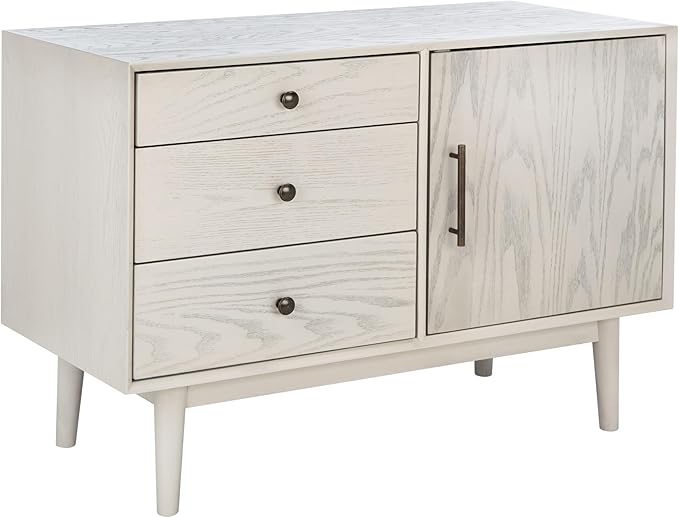 SAFAVIEH Couture Collection Elissa Mid-Century White Wash Small Entertainment Media Stand (Fits up to a 45" Flatscreen TV)