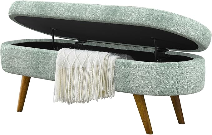 NicBex Ottoman Bench with Storage for Bedroom, 43.5" Upholstered End of Bed Bench with Rubber Wood Legs, Linen Storage Bench for Living Room or Entryway,