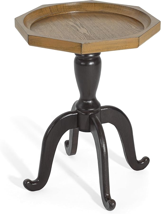 Christopher Knight Home Elizabeth 25" Small End Table with Spider Leg, Living Room Side Table, Accent Table with Lipped Tabletop, French Country Furniture, Wooden Small Coffee Table, Black + Natural