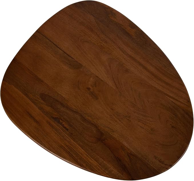 Kate and Laurel Tortola Modern Irregular Round Side Table, 22 x 18 x 20, Walnut Brown, Transitional Pebble End Table for Use as Bedroom Nightstand or Living Room Accent Table