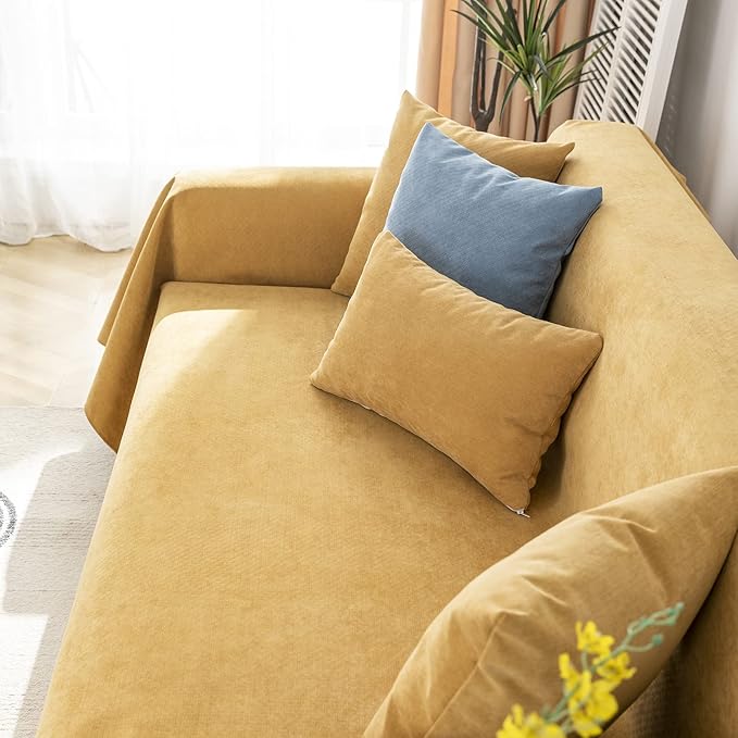 STACYPIK Waterproof Ginger Couch Cover for Sectional, Loveseat Covers, Futon Cover, L Shaped Cover, Anti-Cat Scratch Furniture Protector for 2 Cushion Couch，Washable Pets Protector Sofa Cover-71X90IN