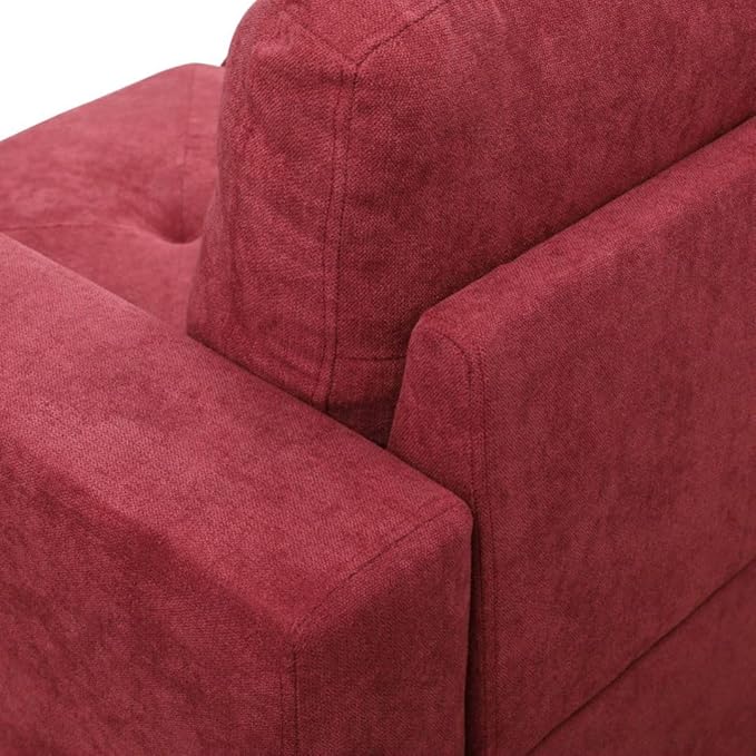Red L-Shaped 3-Piece Flannelette Sofa with Storage Ottoman Set, Sectional Couch Sofa Set for Living Room, Office, Small Space