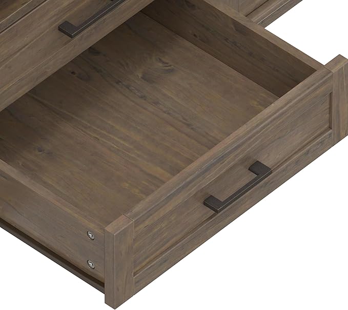 SIMPLIHOME Ela SOLID WOOD 72 inch Wide Transitional TV Media Stand in Smoky Brown For TVs up to 80 inches for the Living Room and Entertainment Center