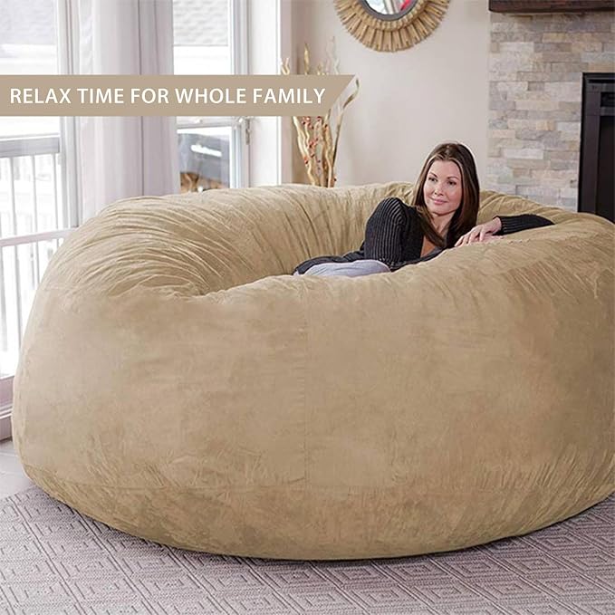 Reusable Beanbag Chair Inner Lining Cover for Pack Bean Filler EPP EPS Shredded Memory Foam and Wash Needs, 5FT