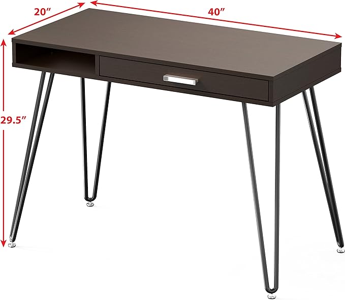 SHW Home Office Computer Hairpin Leg Desk with Drawer