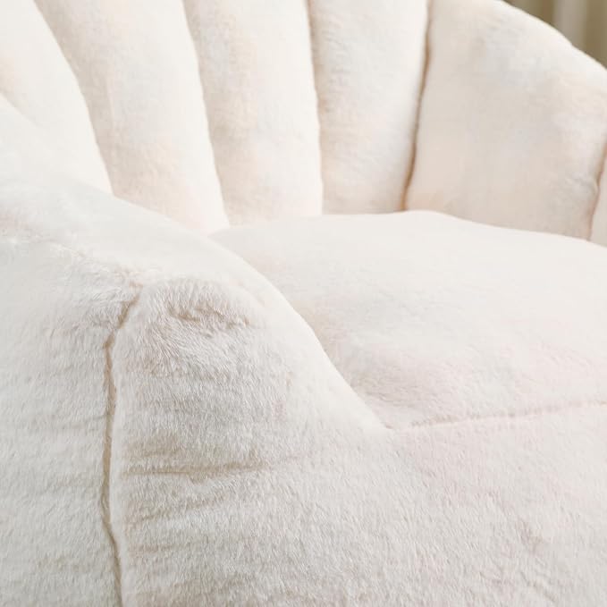 Furniliving Bean Bag Chair, Giant Bean Bag Chair Stuffed Floor Sofa for Adults Comfy Bean Bag Sofa with Back Support, Oversized Bean Bag Couch for Living Room Bedroom Dorm Office, Faux Leather, White